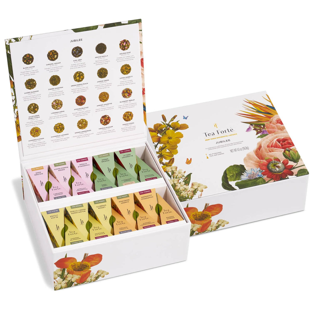 Premium Tea Chest Gift Set – 40 Pyramid Tea Infuser Bags