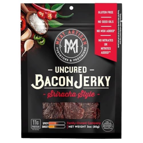 Meat Artisan Uncured Bacon Jerky | Premium Uncured Bacon | Gifts for Men