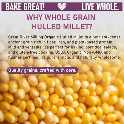 Great River Milling Organic Hulled Millet, Gluten Free Whole Grain