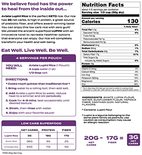 Keto Lupini Orzo Pasta – 18g Protein, 3g Net Carbs, 3 Pack