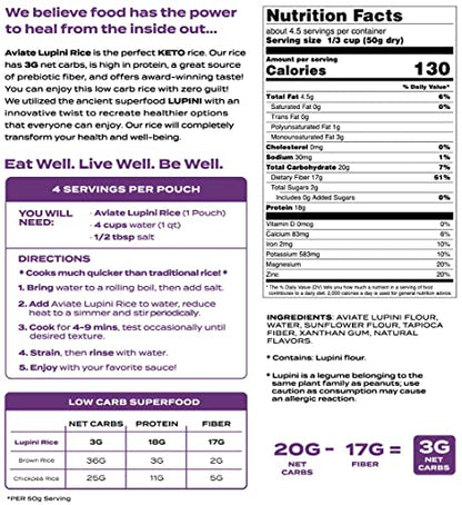 Keto Lupini Orzo Pasta – 18g Protein, 3g Net Carbs, 3 Pack