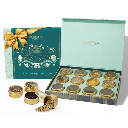 Premium Loose Leaf Tea Sampler Gift Set – 12 Tin Caddies