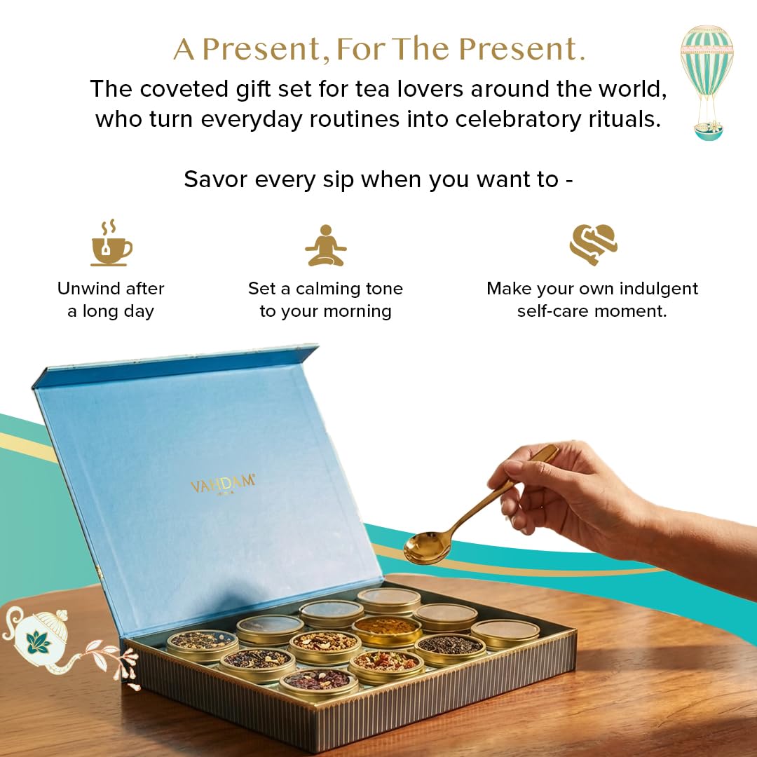 Premium Loose Leaf Tea Sampler Gift Set – 12 Tin Caddies