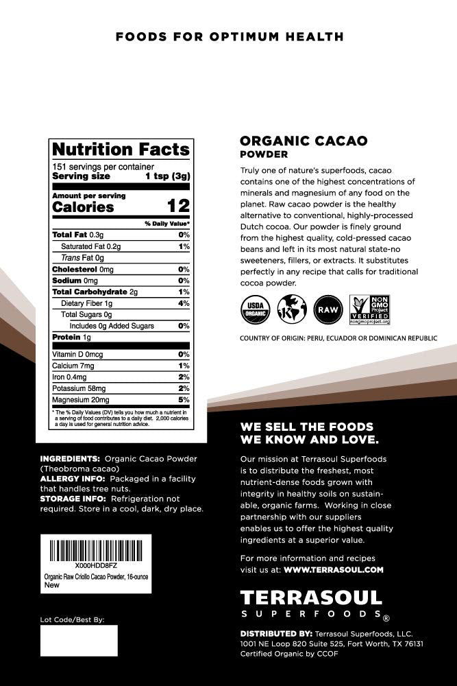Raw Organic Cacao Powder – Keto & Vegan, 2 lb, 2 Pack