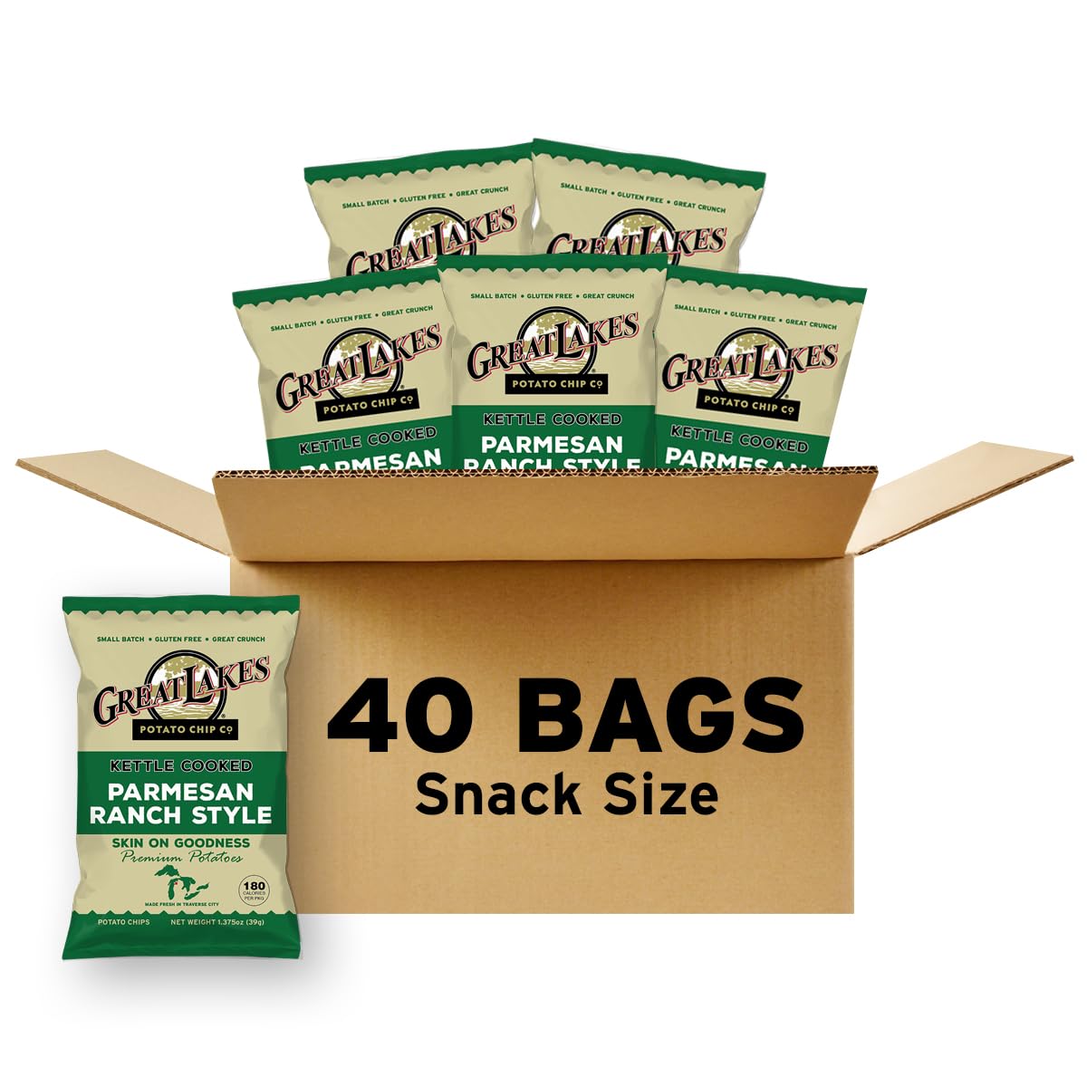 Parmesan Ranch Kettle-Cooked Potato Chips – 40 Snack Bags