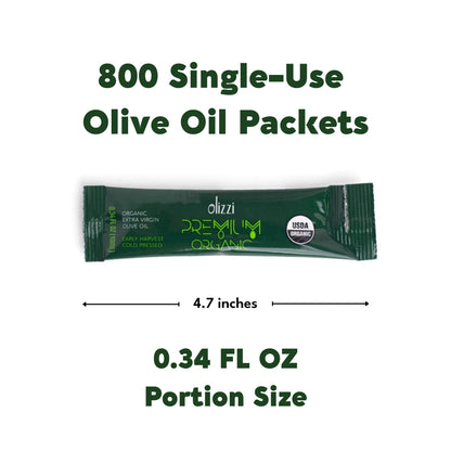 Premium Organic Extra Virgin Olive Oil Packets – 800 Serves