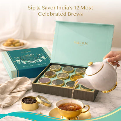 Premium Loose Leaf Tea Sampler Gift Set – 12 Tin Caddies