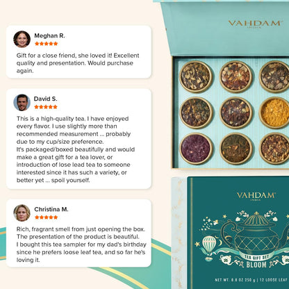 Premium Loose Leaf Tea Sampler Gift Set – 12 Tin Caddies
