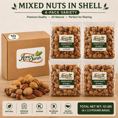 Premium Kosher Mixed Nuts in Shell, No Brazil Nuts – 10 lb