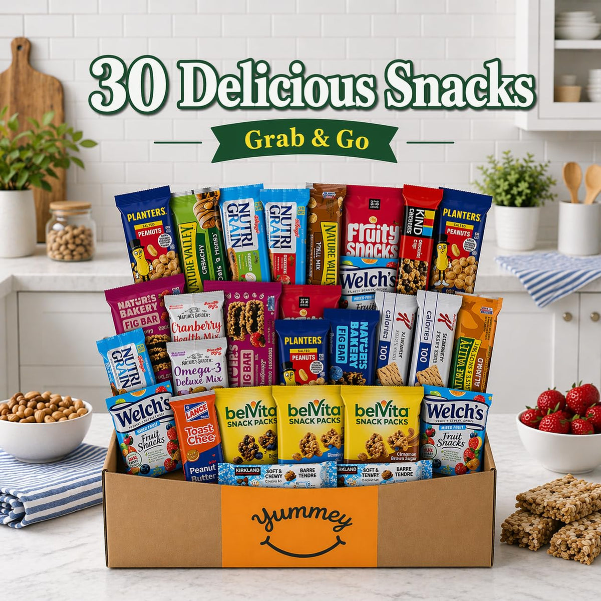 Snack Variety Box – Granola, Nuts, Fruit & Crackers, 30 Count