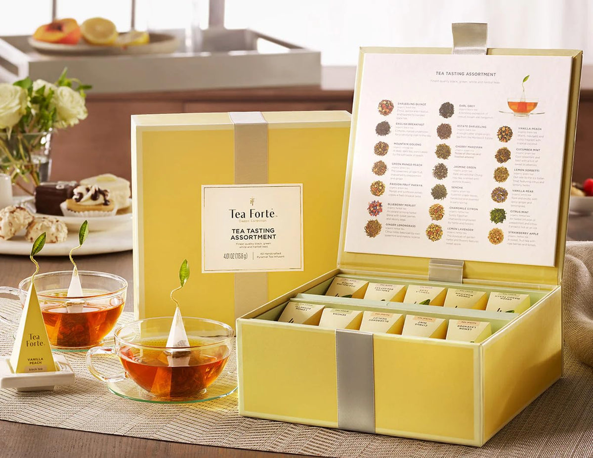 Premium Tea Chest Gift Set – 40 Pyramid Tea Infuser Bags