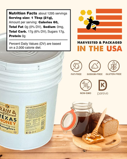Raw Unfiltered Light Clover Honey by Desert Creek, 5 gallon (60lb), Product of USA