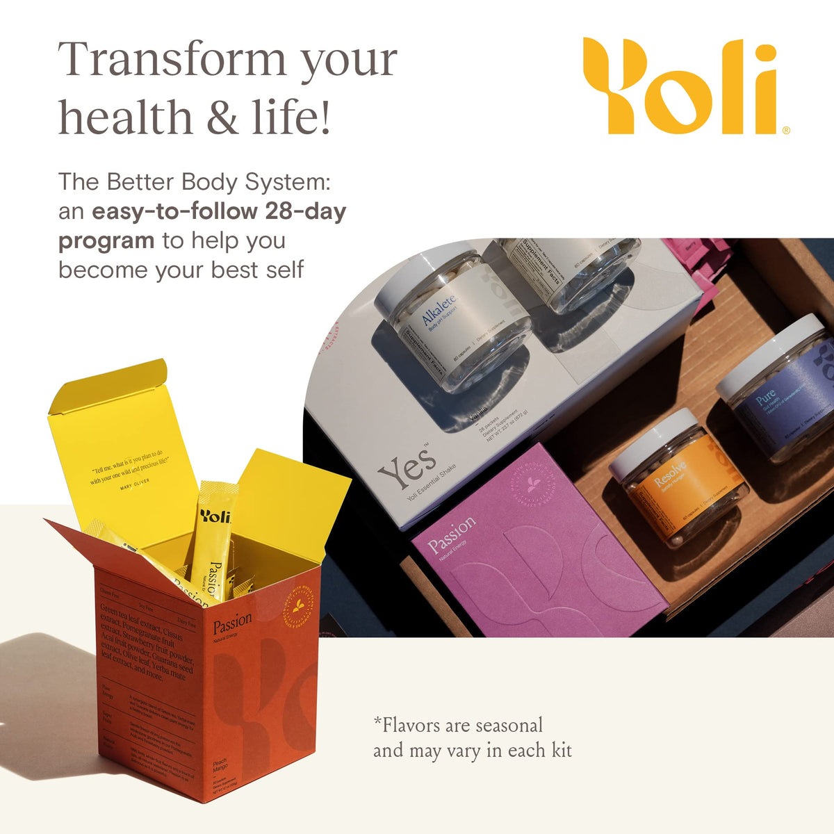 Yoli Transformation Kit with YES, Passion, Alkalete, Pure, and Resolve