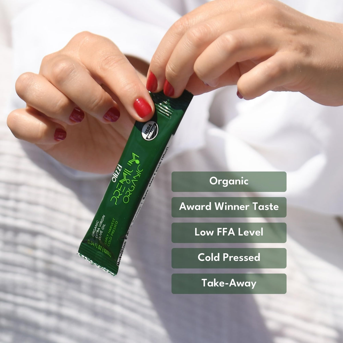 Premium Organic Extra Virgin Olive Oil Packets – 800 Serves