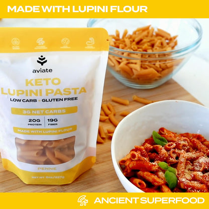 Keto Lupini Penne Pasta – 20g Protein, 3g Net Carbs, 3 Pack