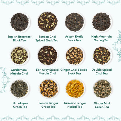 Premium Loose Leaf Tea Sampler Gift Set – 12 Tin Caddies