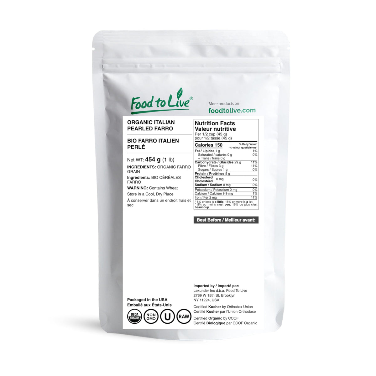 Italian Organic Pearled Farro