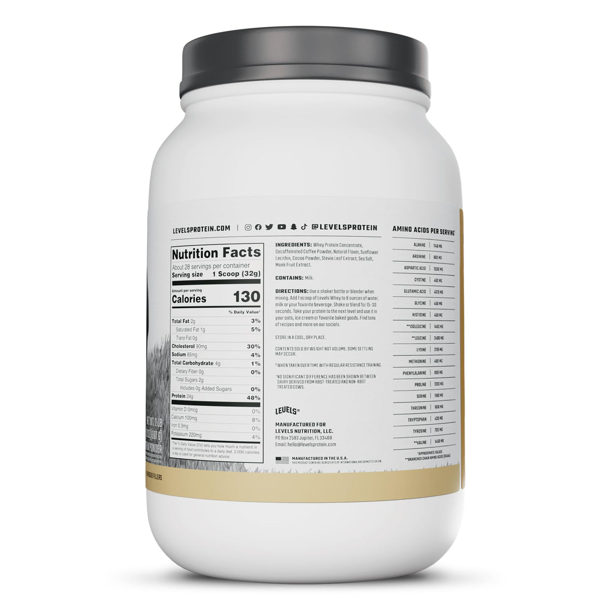 Levels 100% Grass Fed Whey Protein Concentrate