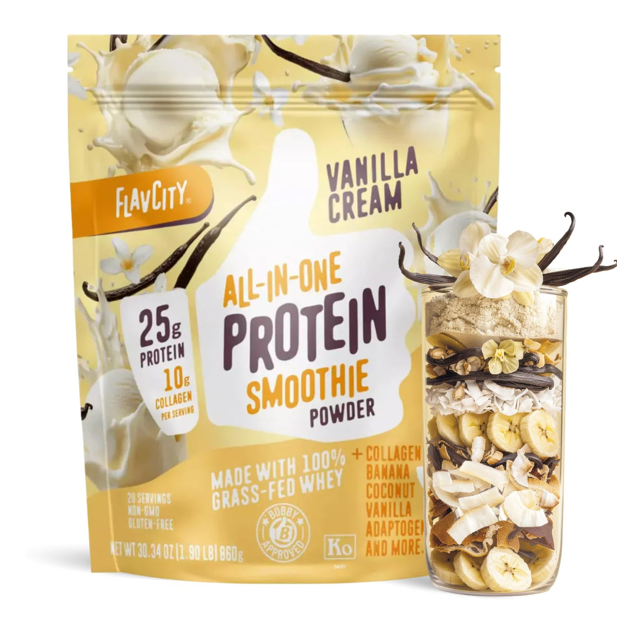 FlavCity Grass Fed Whey Protein Powder