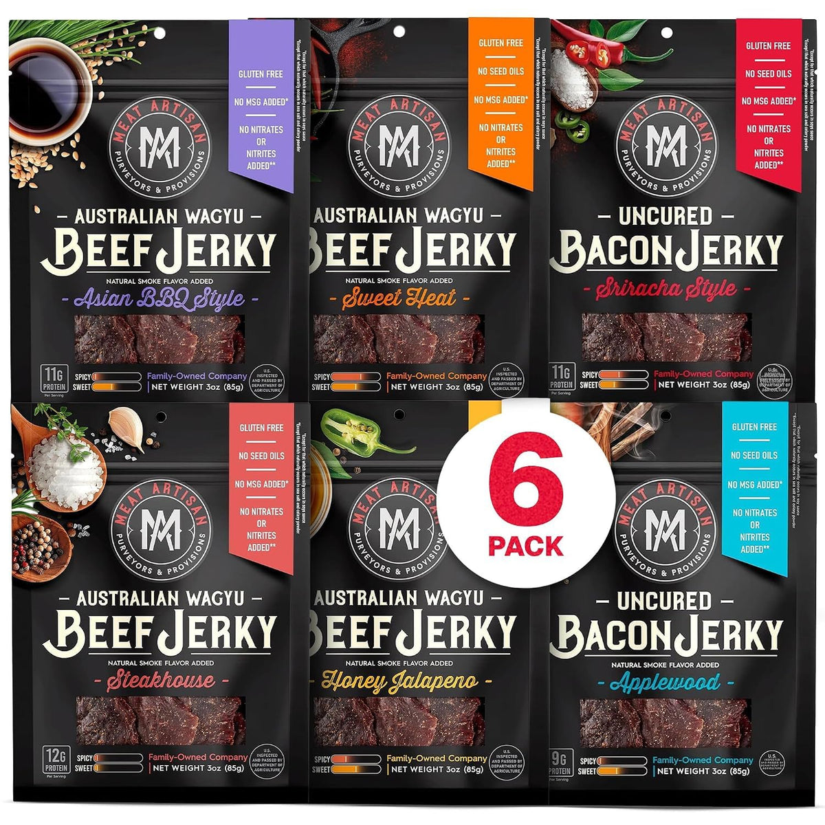 Meat Artisan Uncured Bacon Jerky | Premium Uncured Bacon | Gifts for Men