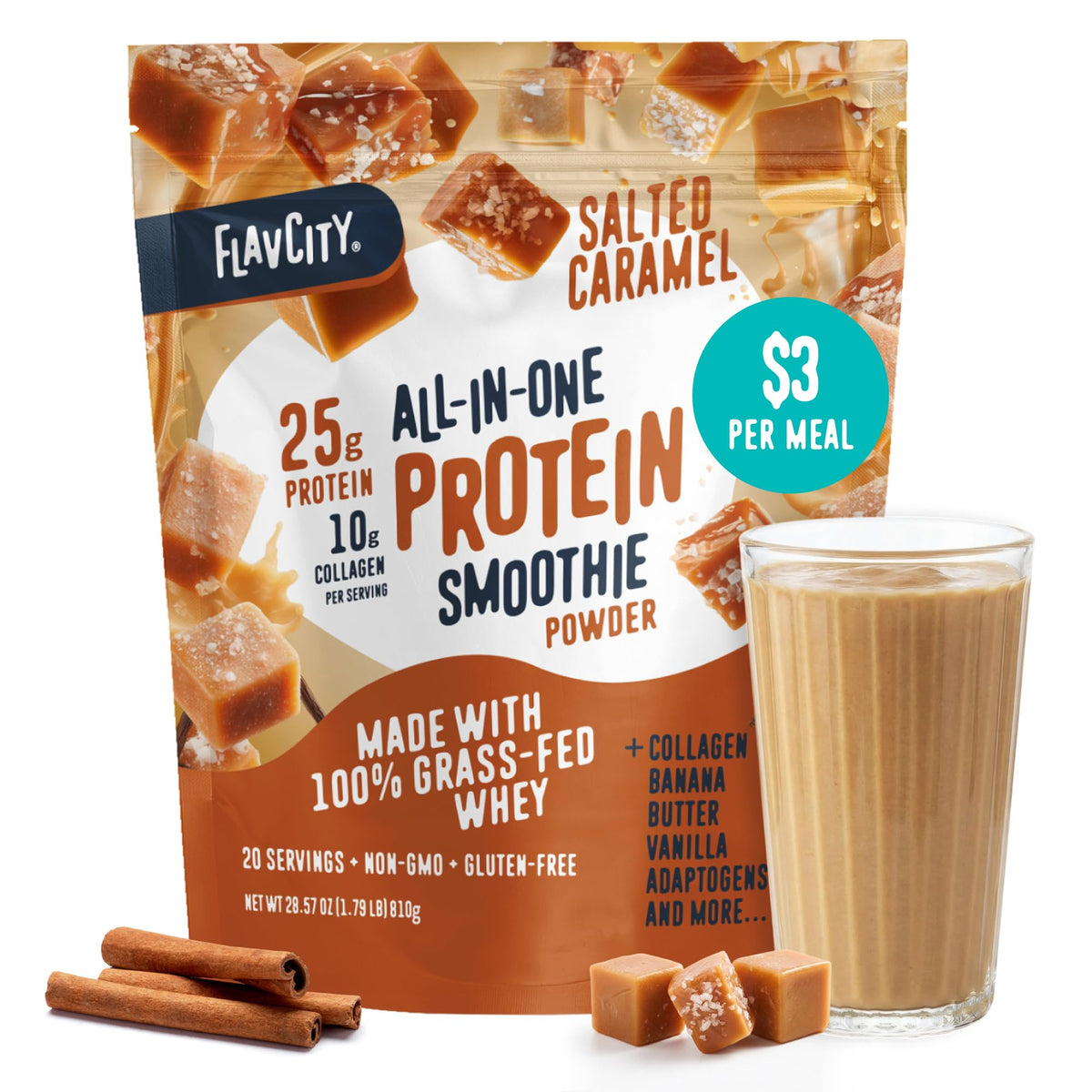 FlavCity Grass Fed Whey Protein Powder