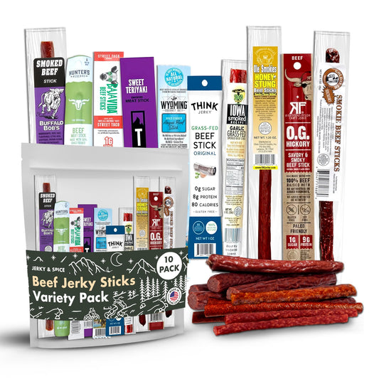 Gourmet Jerky Sampler – Spicy Meat Sticks, 10 Count
