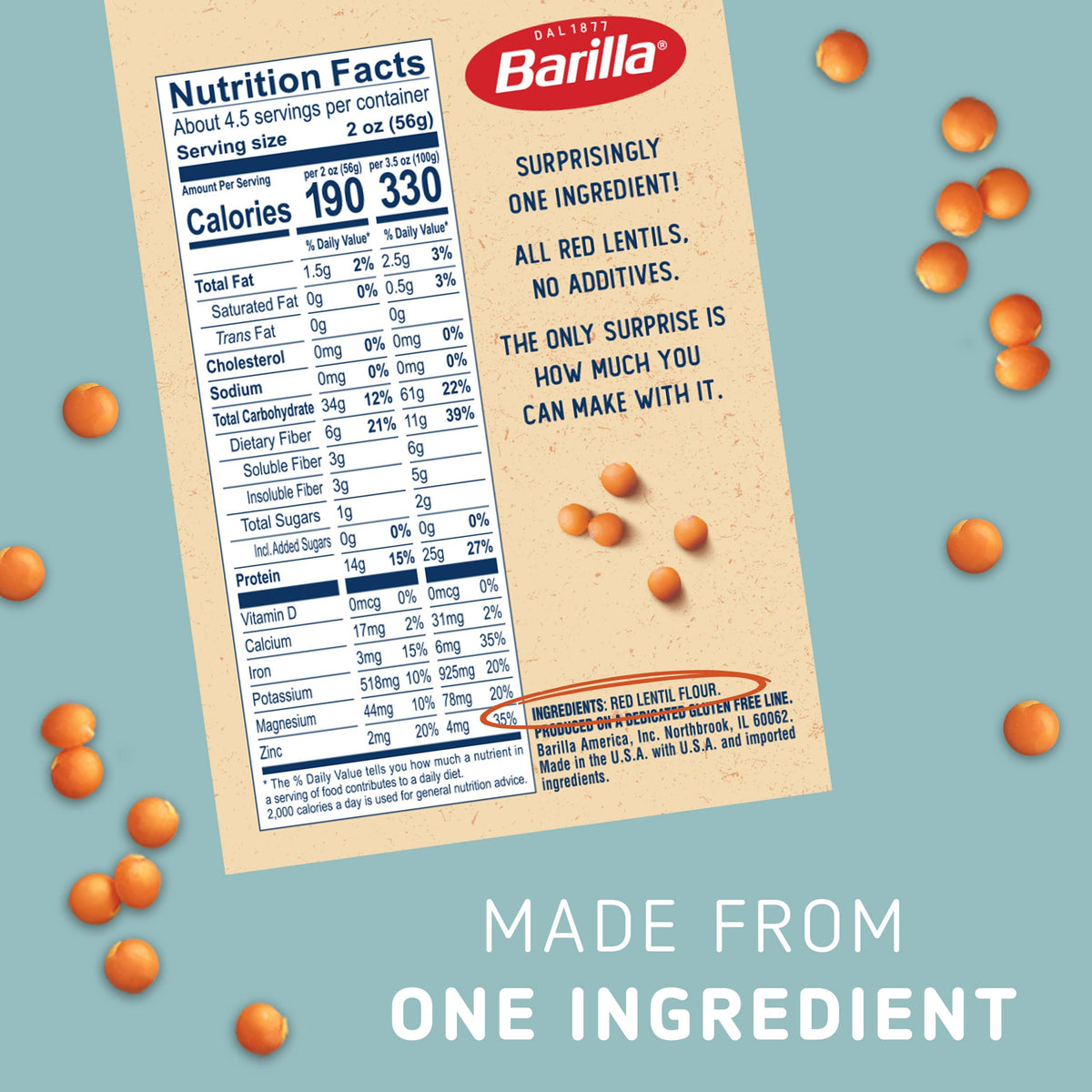 Red Lentil Penne Pasta – Plant-Based Protein, Gluten-Free