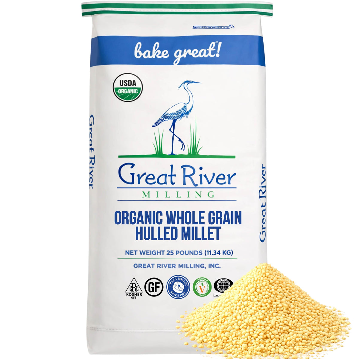 Great River Milling Organic Hulled Millet, Gluten Free Whole Grain
