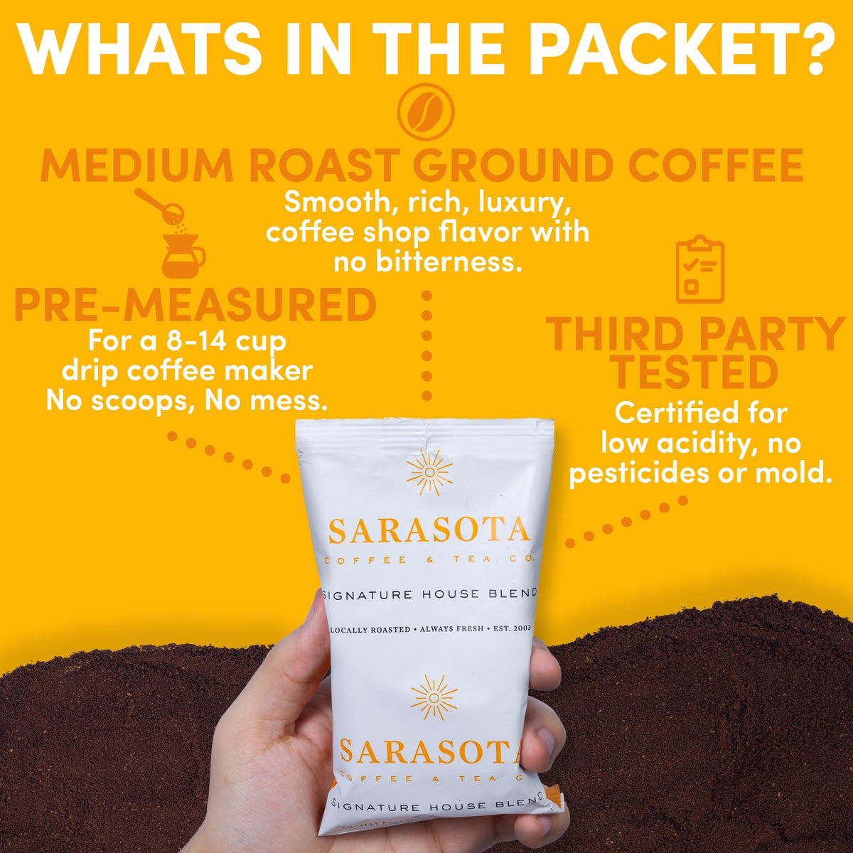 Low-Acid Decaf Flavored Ground Coffee – Premeasured Packs