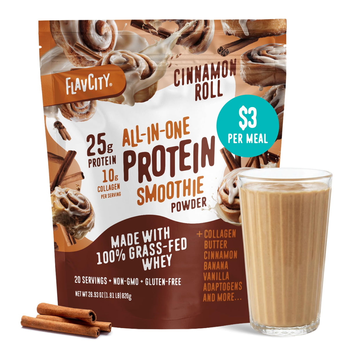 FlavCity Grass Fed Whey Protein Powder