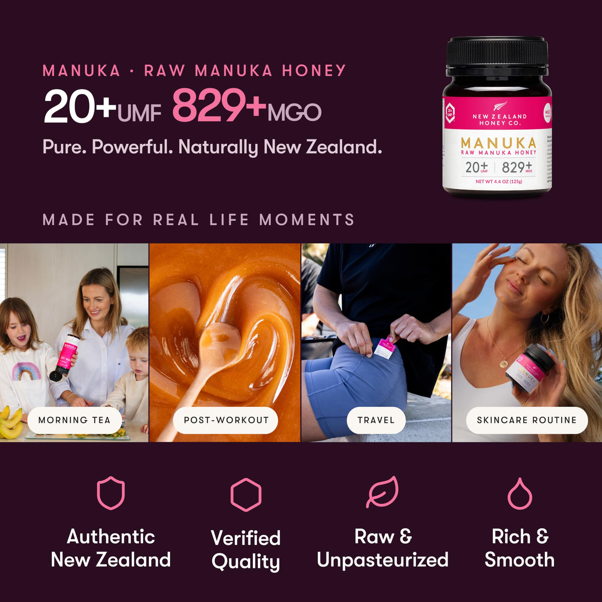 New Zealand Honey Co. Raw Manuka Honey UMF 20+ | MGO 829+