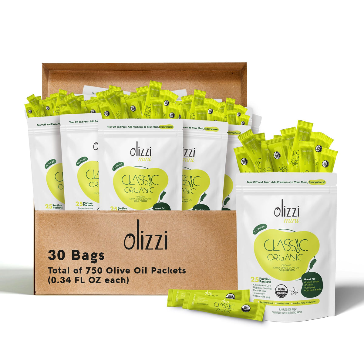 Organic Extra Virgin Olive Oil Packets – 750 Single Serves