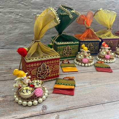 Ganesha Puja Gift Hamper – Potli Basket & Kumkum Holder