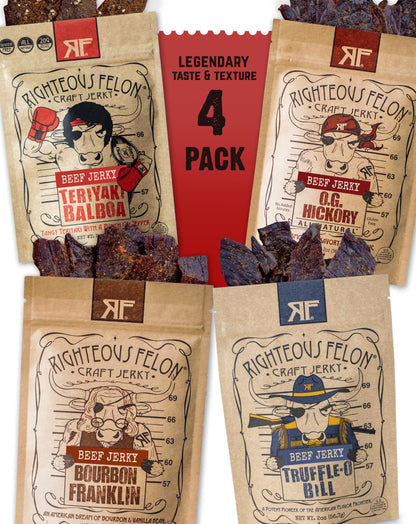 Righteous Felon Beef Jerky Snack, Gluten Free, High Protein, Low Calorie