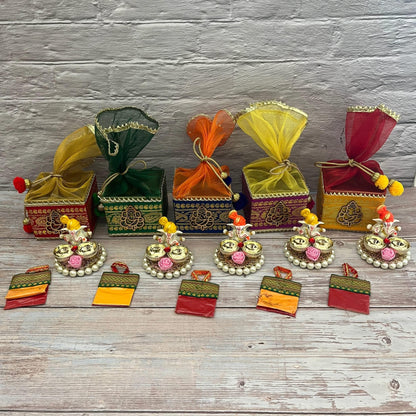 Ganesha Puja Gift Hamper – Potli Basket & Kumkum Holder