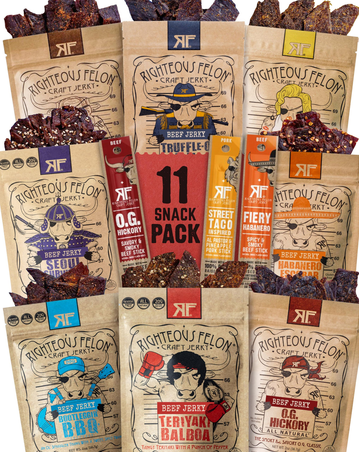 Righteous Felon Beef Jerky Snack, Gluten Free, High Protein, Low Calorie