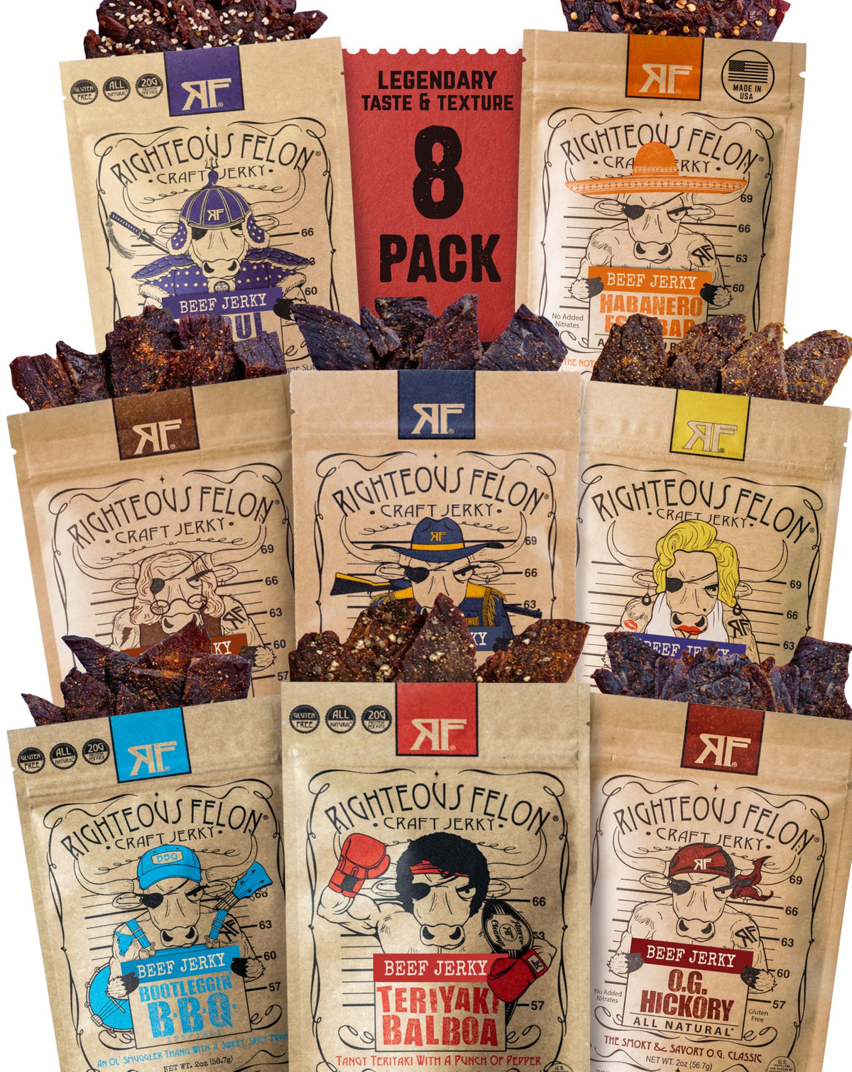 Righteous Felon Beef Jerky Snack, Gluten Free, High Protein, Low Calorie