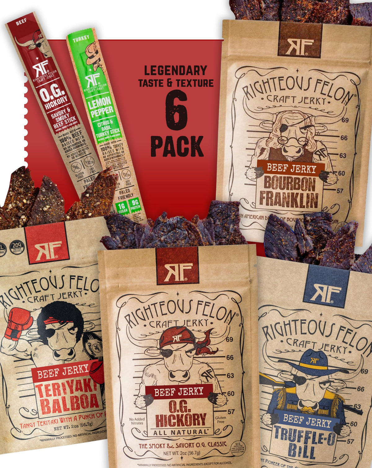 Righteous Felon Beef Jerky Snack, Gluten Free, High Protein, Low Calorie
