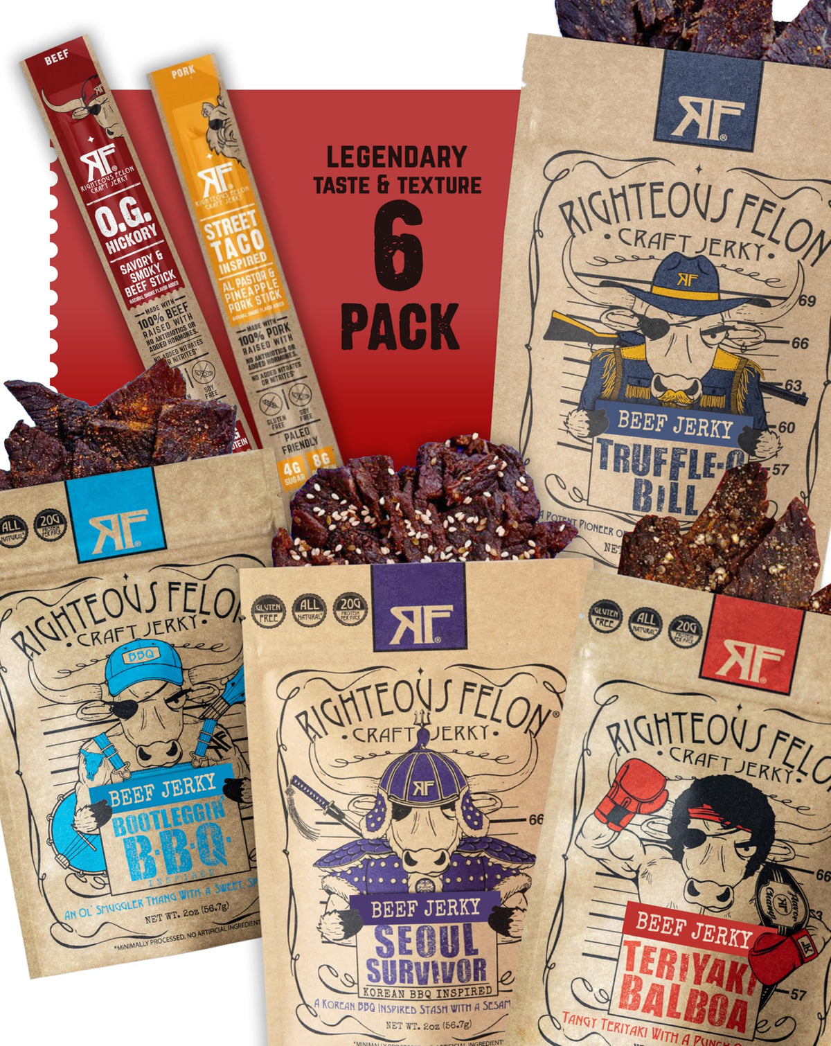 Righteous Felon Beef Jerky Snack, Gluten Free, High Protein, Low Calorie
